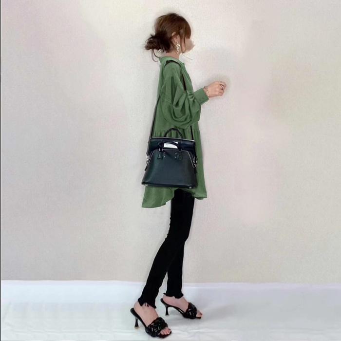 ブラウス レディース 長袖 パフスリーブ フリルブラウス Vネック 裾アシンメト20代 体型カ カジュアル 通学 40代 30代 