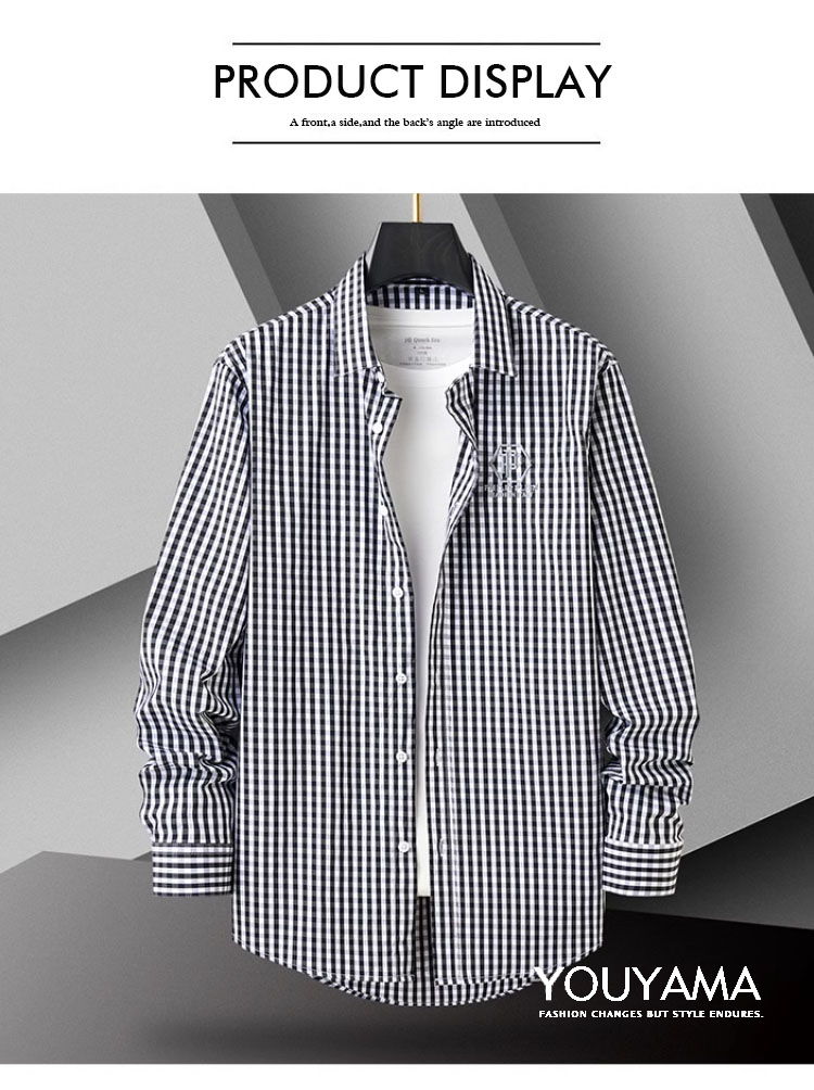 シャツ メンズ 長袖シャツ チェックシャツ カジュアル 春夏 ポロシャツ トップス 秋 送料無料 ヘンリーネック 立ち襟 おしゃれ 