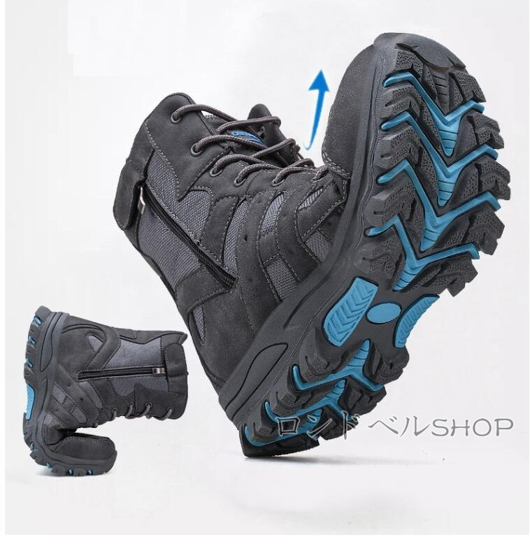 大きいサイズ ミリタリーブーツ アウトドアメンズ 登山靴 ハイカット スニーカー 遠足 軽量 靴 キャンプ 疲れにくい 通気 ハイキング サイドジップ 