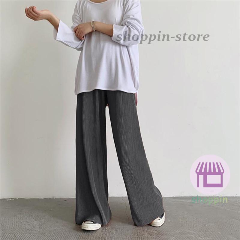 ワイドパンツ レディース プリーツパンツ スカート風 ロング丈 セルフカット ゆったり ルームウエア 。 バギーパンツ カジュアル リラックス 無地 