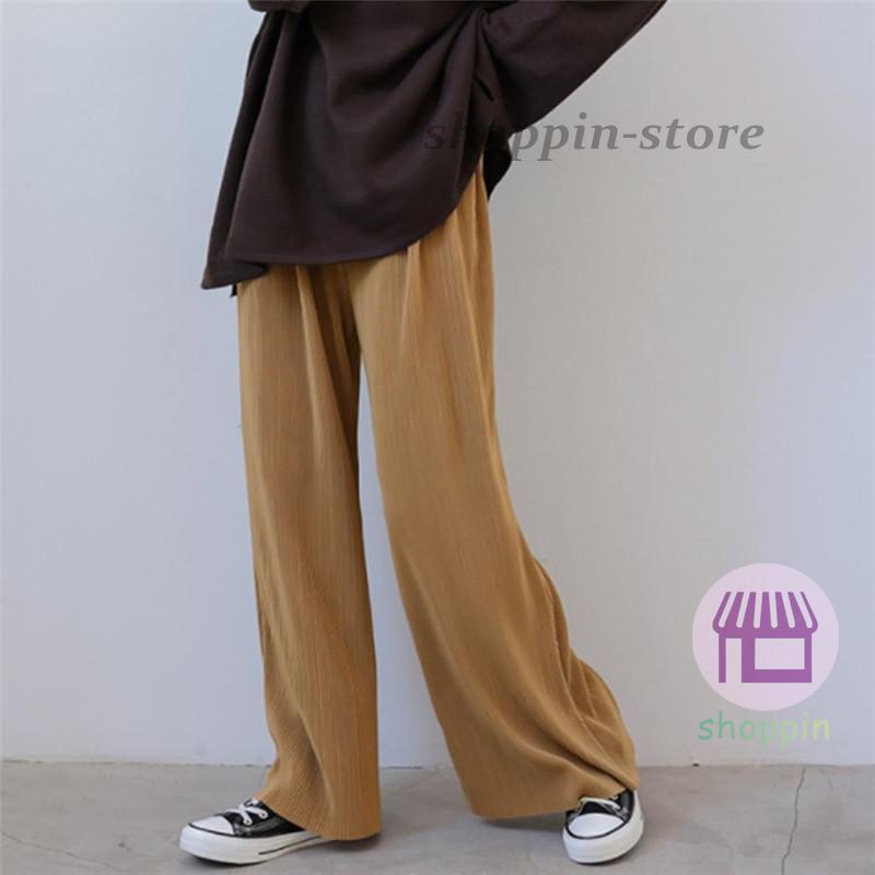 ワイドパンツ レディース プリーツパンツ スカート風 ロング丈 セルフカット ゆったり ルームウエア 。 バギーパンツ カジュアル リラックス 無地 