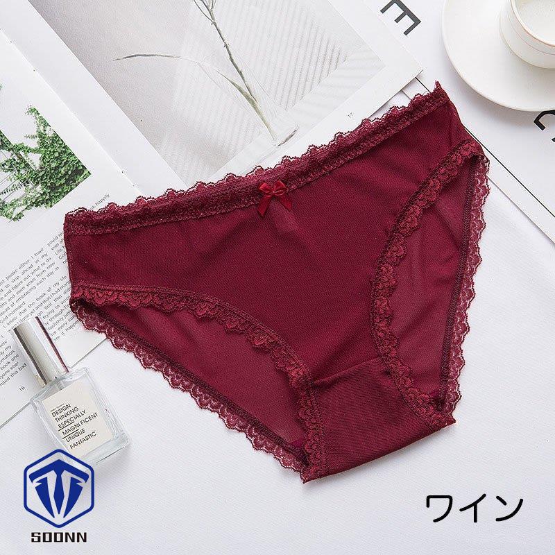 ショーツ パンティ 下着 レディース 女性用 ローライズ 黒 レース メッシュ 赤 リボン付き スタンダード ヘビロテ 白 定番 ピンク 通気性 透け 
