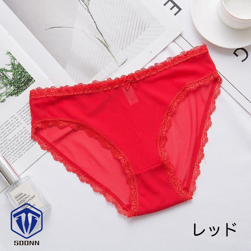ショーツ パンティ 下着 レディース 女性用 ローライズ 黒 レース メッシュ 赤 リボン付き スタンダード ヘビロテ 白 定番 ピンク 通気性 透け 