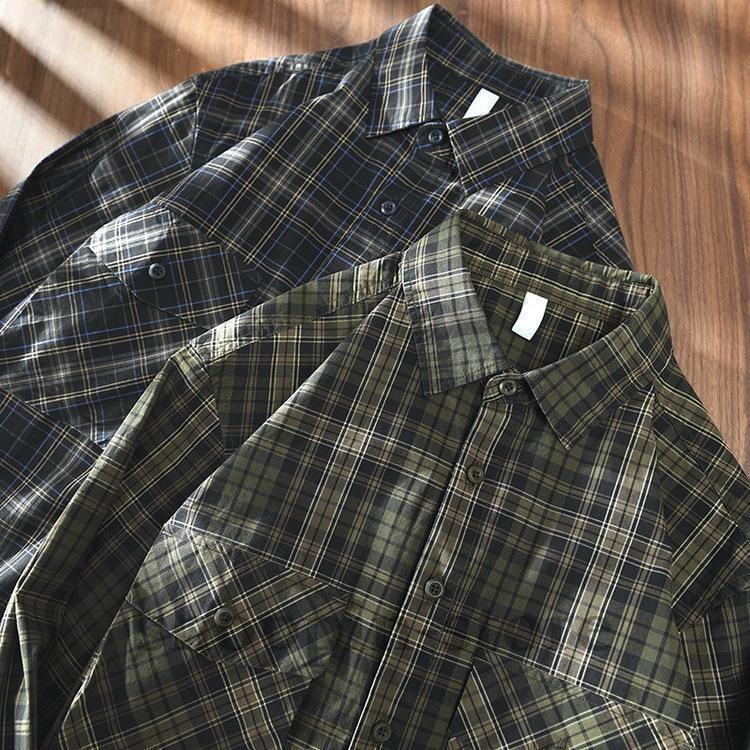 シャツ メンズ ミリタリーシャツ カジュアルシャツ チェック柄 100%綿 ファッション トップス 春 春 長袖 秋 
