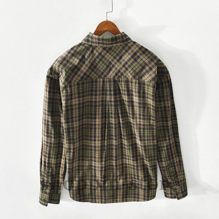 シャツ メンズ ミリタリーシャツ カジュアルシャツ チェック柄 100%綿 ファッション トップス 春 春 長袖 秋 