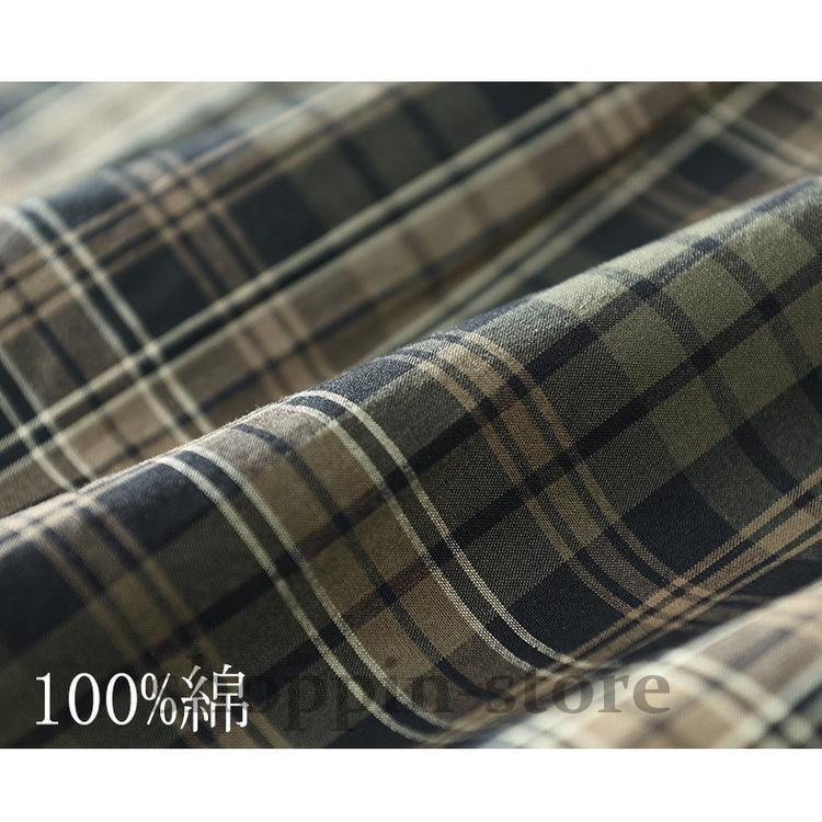 シャツ メンズ ミリタリーシャツ カジュアルシャツ チェック柄 100%綿 ファッション トップス 春 春 長袖 秋 