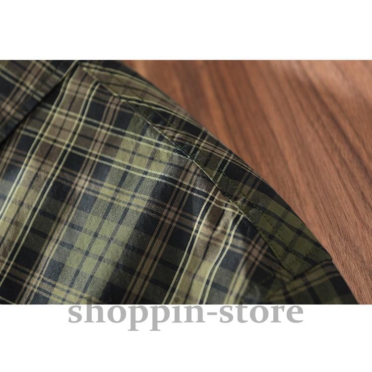 シャツ メンズ ミリタリーシャツ カジュアルシャツ チェック柄 100%綿 ファッション トップス 春 春 長袖 秋 