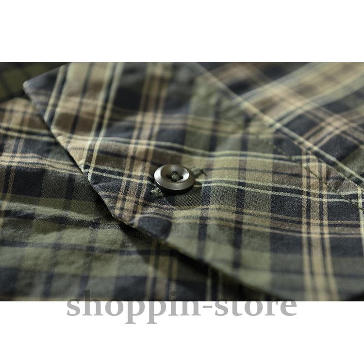 シャツ メンズ ミリタリーシャツ カジュアルシャツ チェック柄 100%綿 ファッション トップス 春 春 長袖 秋 