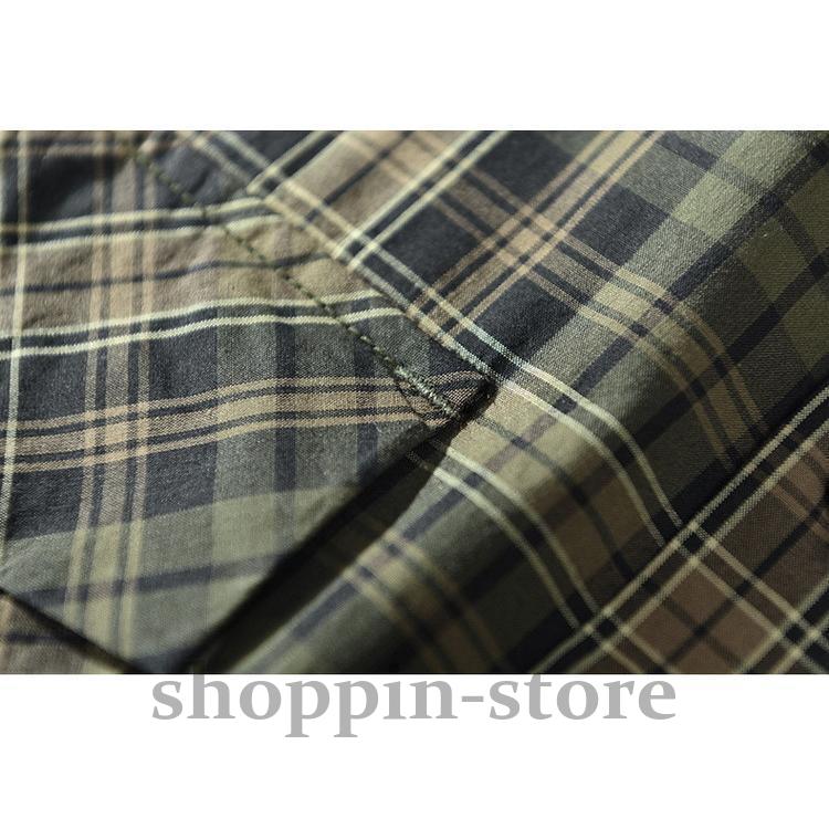 シャツ メンズ ミリタリーシャツ カジュアルシャツ チェック柄 100%綿 ファッション トップス 春 春 長袖 秋 