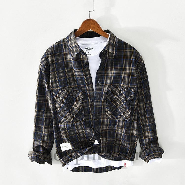 シャツ メンズ ミリタリーシャツ カジュアルシャツ チェック柄 100%綿 ファッション トップス 春 春 長袖 秋 
