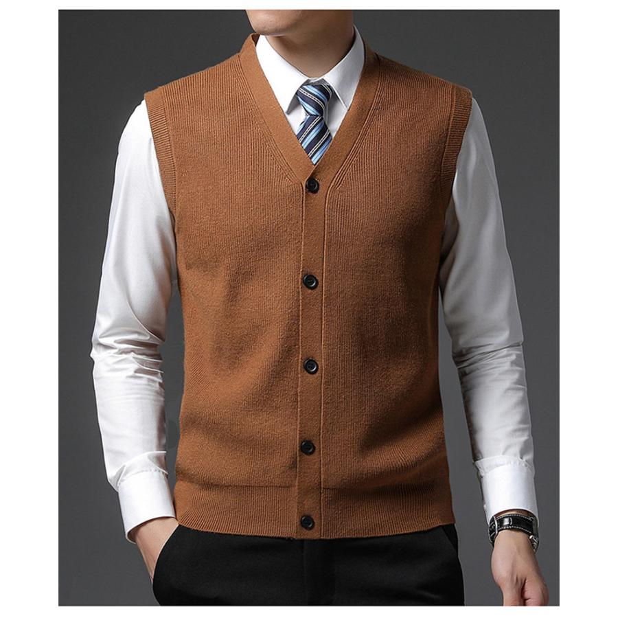 ベスト メンズ ニット ジレ 前開き Vネック ビジネス トップス 冬 防寒着 春 チョッキ 暖かい 通学 インナー 秋 オフィス通勤 カジュアル 