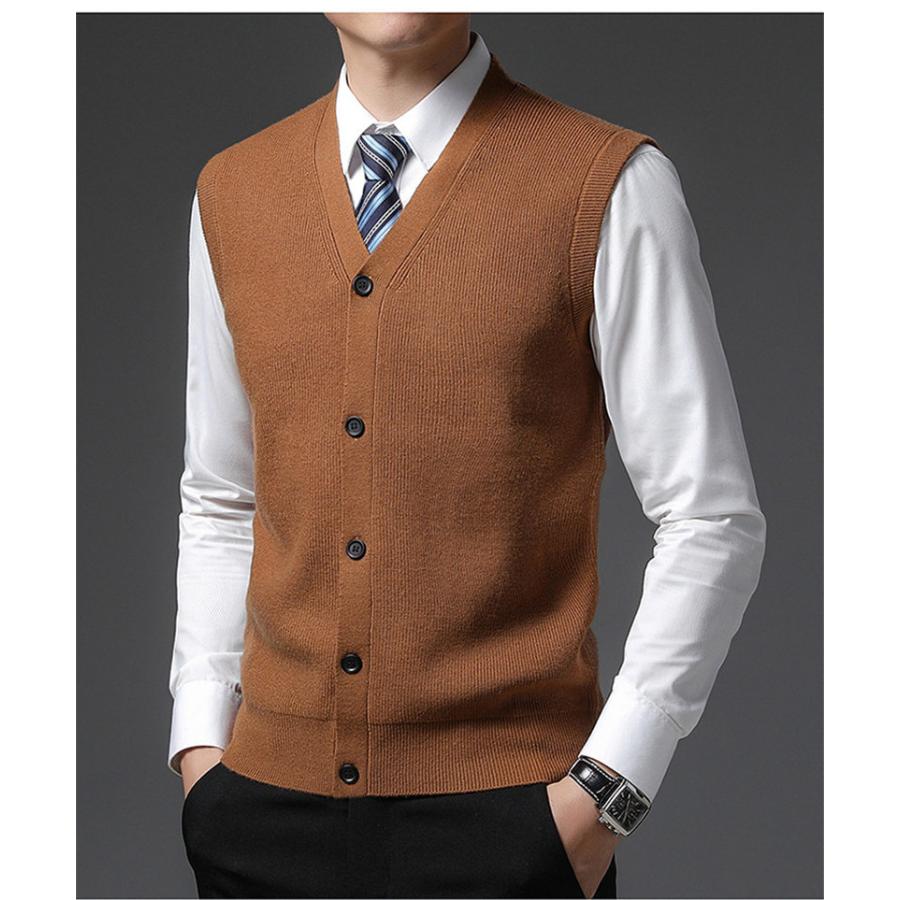 ベスト メンズ ニット ジレ 前開き Vネック ビジネス トップス 冬 防寒着 春 チョッキ 暖かい 通学 インナー 秋 オフィス通勤 カジュアル 