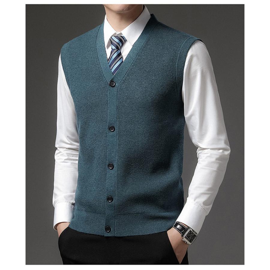 ベスト メンズ ニット ジレ 前開き Vネック ビジネス トップス 冬 防寒着 春 チョッキ 暖かい 通学 インナー 秋 オフィス通勤 カジュアル 