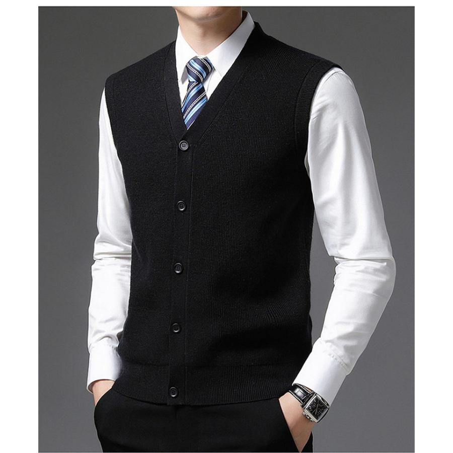 ベスト メンズ ニット ジレ 前開き Vネック ビジネス トップス 冬 防寒着 春 チョッキ 暖かい 通学 インナー 秋 オフィス通勤 カジュアル 