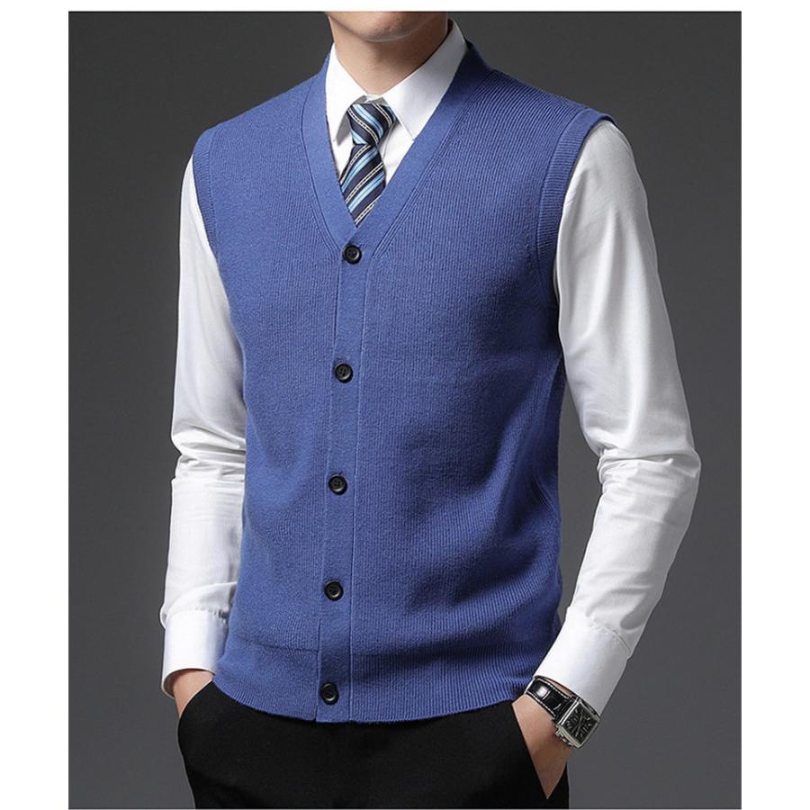 ベスト メンズ ニット ジレ 前開き Vネック ビジネス トップス 冬 防寒着 春 チョッキ 暖かい 通学 インナー 秋 オフィス通勤 カジュアル 