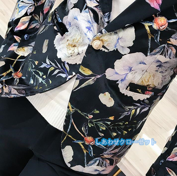 テーラードジャケット メンズ おしゃれ ブレザージャケット カジュアルスーツ 花柄 紳士用 春秋冬 フォマールスーツ 通勤 ビジネススーツ アウター 
