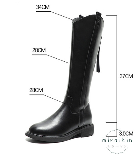 22.5CM-26.5CMロングブーツ レディース ジップ靴 ジョッキーブーツ バックジップ ラウンドトゥ 秋冬  防滑 履きやすい ア 長靴 厚底 歩きやすい 