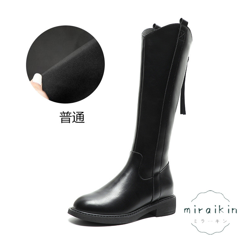 22.5CM-26.5CMロングブーツ レディース ジップ靴 ジョッキーブーツ バックジップ ラウンドトゥ 秋冬  防滑 履きやすい ア 長靴 厚底 歩きやすい 