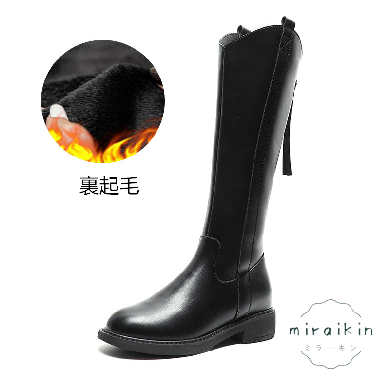 22.5CM-26.5CMロングブーツ レディース ジップ靴 ジョッキーブーツ バックジップ ラウンドトゥ 秋冬  防滑 履きやすい ア 長靴 厚底 歩きやすい 