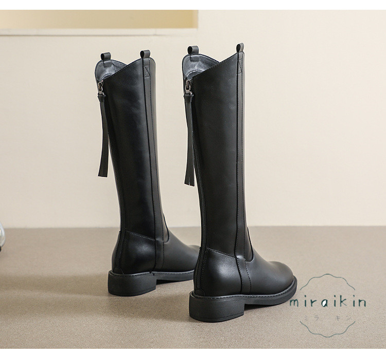 22.5CM-26.5CMロングブーツ レディース ジップ靴 ジョッキーブーツ バックジップ ラウンドトゥ 秋冬  防滑 履きやすい ア 長靴 厚底 歩きやすい 