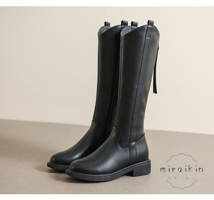 22.5CM-26.5CMロングブーツ レディース ジップ靴 ジョッキーブーツ バックジップ ラウンドトゥ 秋冬  防滑 履きやすい ア 長靴 厚底 歩きやすい 