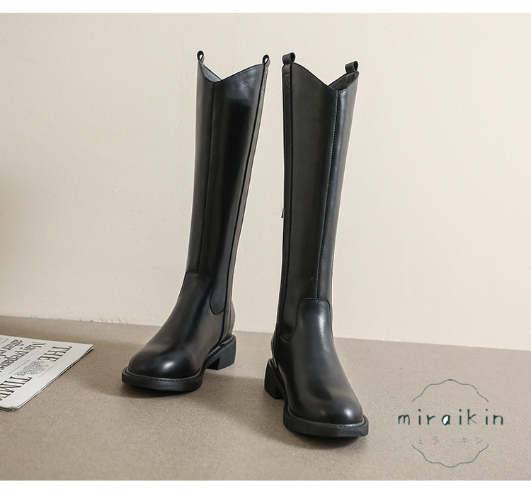 22.5CM-26.5CMロングブーツ レディース ジップ靴 ジョッキーブーツ バックジップ ラウンドトゥ 秋冬  防滑 履きやすい ア 長靴 厚底 歩きやすい 