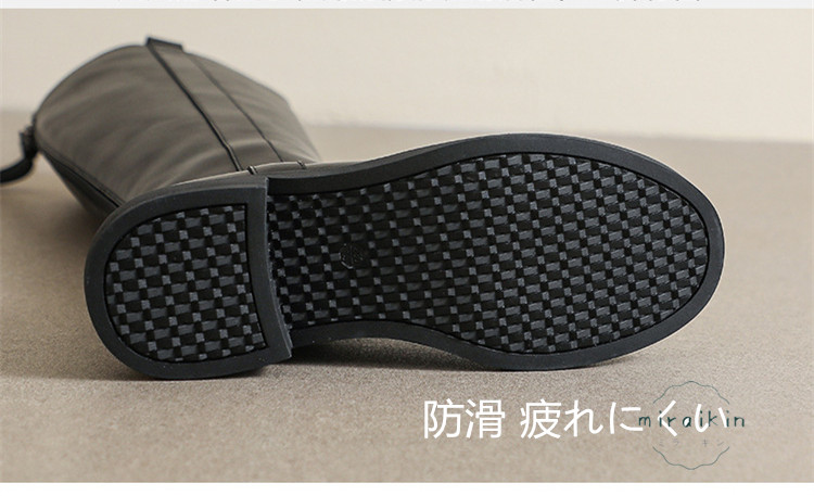 22.5CM-26.5CMロングブーツ レディース ジップ靴 ジョッキーブーツ バックジップ ラウンドトゥ 秋冬  防滑 履きやすい ア 長靴 厚底 歩きやすい 