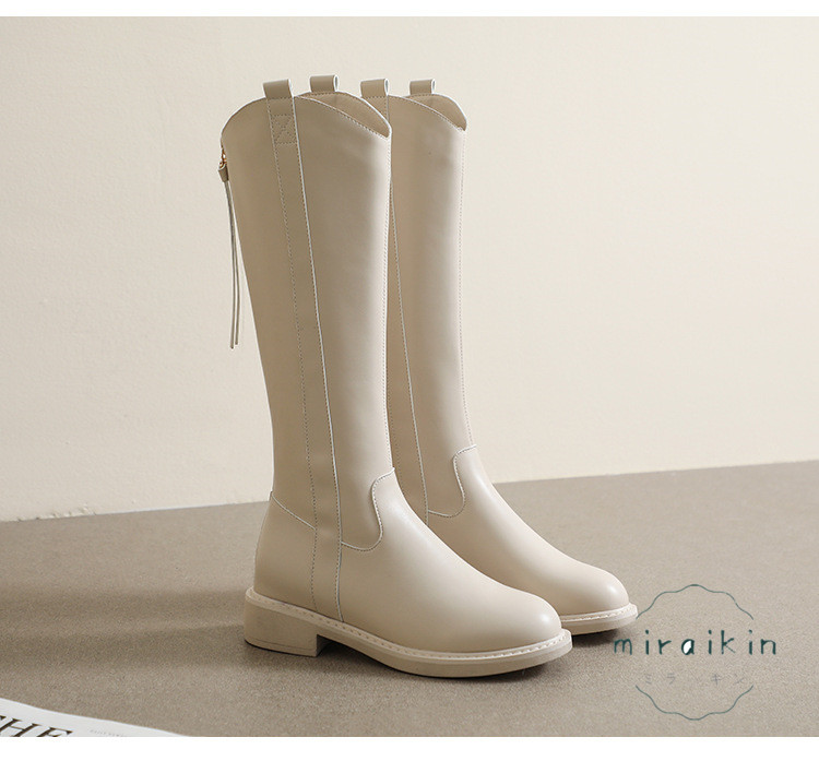 22.5CM-26.5CMロングブーツ レディース ジップ靴 ジョッキーブーツ バックジップ ラウンドトゥ 秋冬  防滑 履きやすい ア 長靴 厚底 歩きやすい 