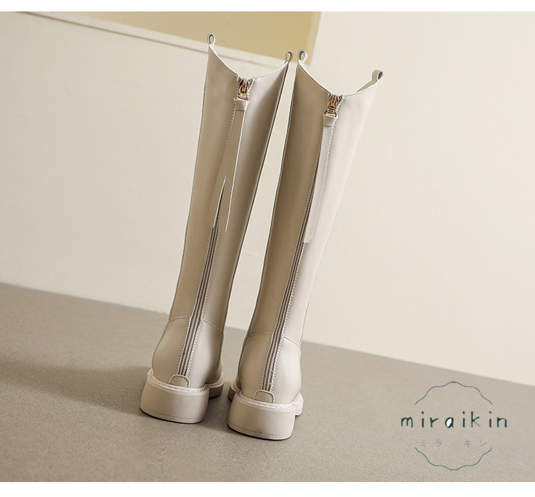 22.5CM-26.5CMロングブーツ レディース ジップ靴 ジョッキーブーツ バックジップ ラウンドトゥ 秋冬  防滑 履きやすい ア 長靴 厚底 歩きやすい 