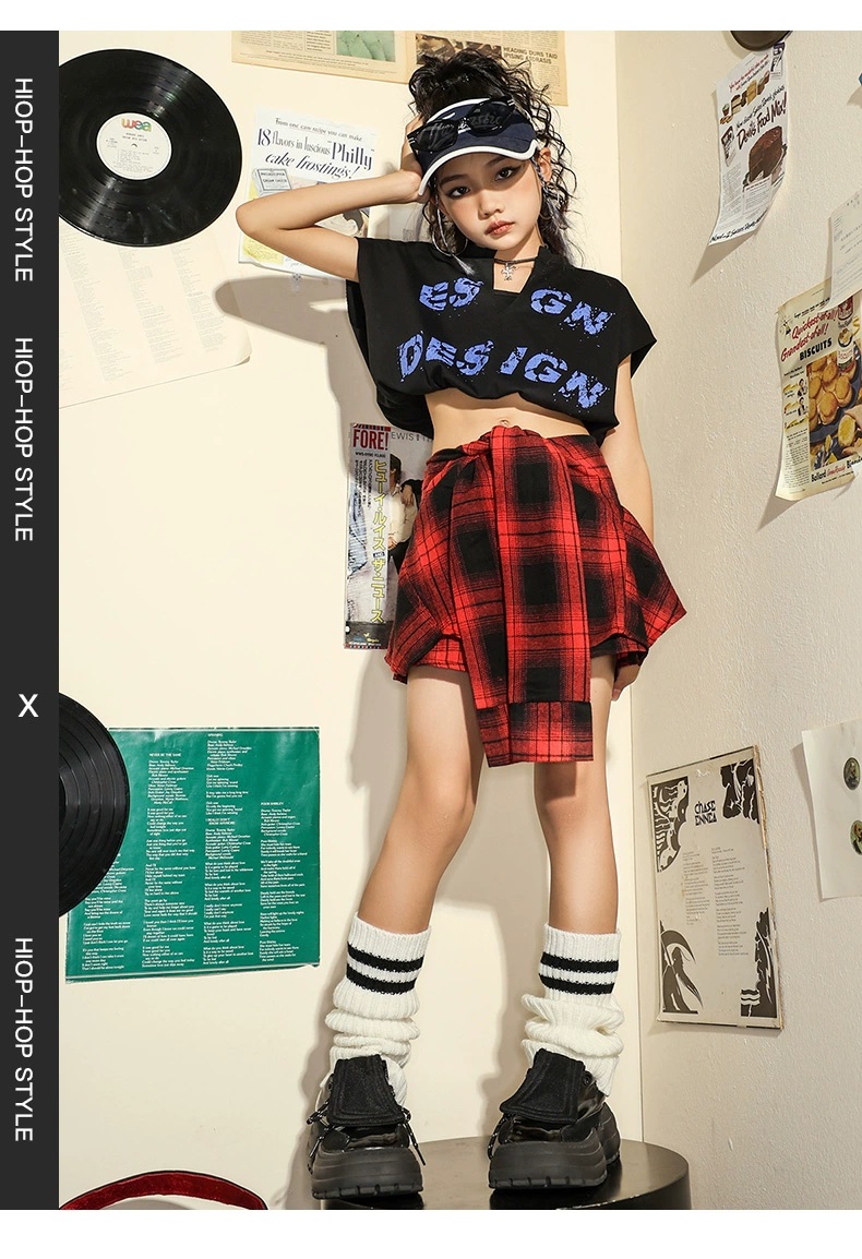 ダンス衣装 キッズ K-POP 韓国 ガールズ ヒップホップ 黒ピンク 子供ダンス服 迷彩パンツ レッスン着 ダンスウェア パンツ ヘソ出しトップス 赤 