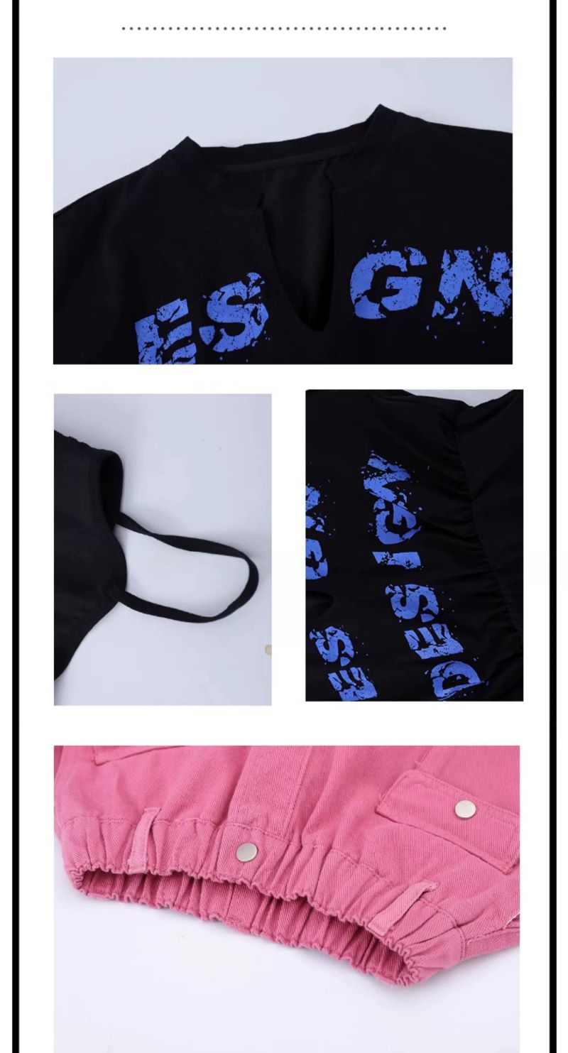 ダンス衣装 キッズ K-POP 韓国 ガールズ ヒップホップ 黒ピンク 子供ダンス服 迷彩パンツ レッスン着 ダンスウェア パンツ ヘソ出しトップス 赤 