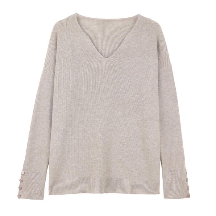 トップス ニット カットソー レディース きれいめ カジュアル ブラウン Vネック 大人 おしゃれ ベージュ ゆったり 長袖 シンプル 可愛い 体型カバー ベーシック 