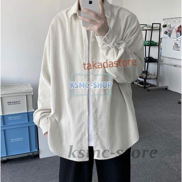 コーデュロイシャツ メンズ カジュアルシャツ コーデュロイ 長袖シャツ 無地 メンズファッション シャツ ゆったり 開襟シャツ トップス おしゃれ 春秋 