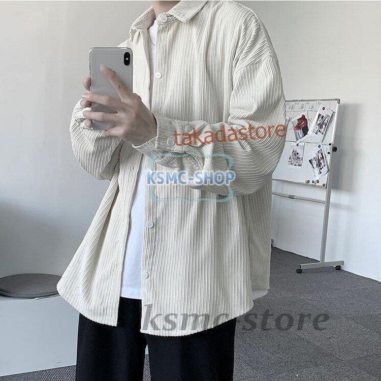 コーデュロイシャツ メンズ カジュアルシャツ コーデュロイ 長袖シャツ 無地 メンズファッション シャツ ゆったり 開襟シャツ トップス おしゃれ 春秋 