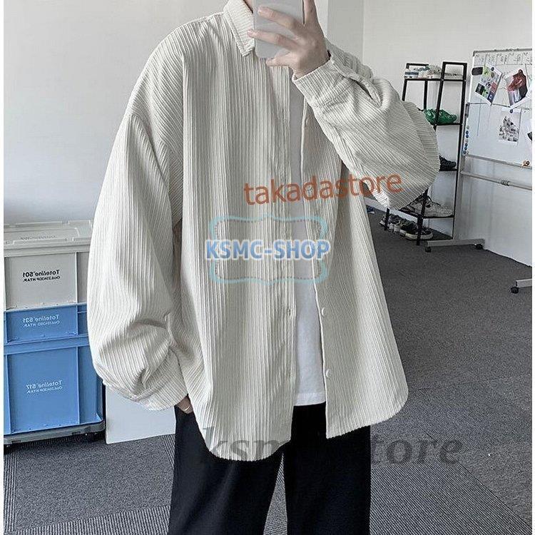 コーデュロイシャツ メンズ カジュアルシャツ コーデュロイ 長袖シャツ 無地 メンズファッション シャツ ゆったり 開襟シャツ トップス おしゃれ 春秋 