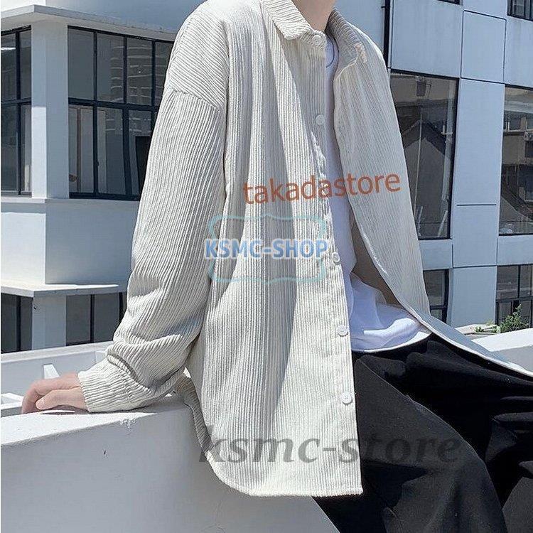 コーデュロイシャツ メンズ カジュアルシャツ コーデュロイ 長袖シャツ 無地 メンズファッション シャツ ゆったり 開襟シャツ トップス おしゃれ 春秋 