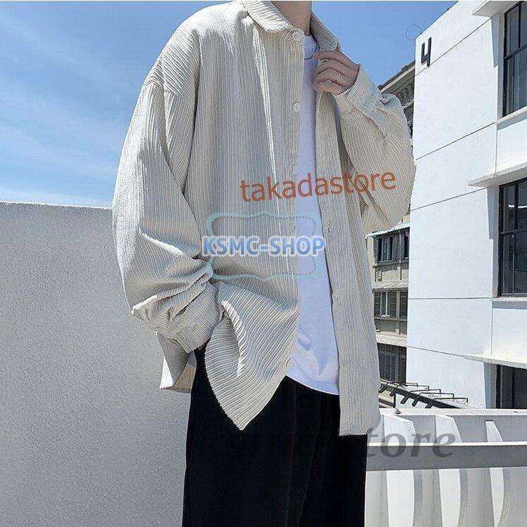 コーデュロイシャツ メンズ カジュアルシャツ コーデュロイ 長袖シャツ 無地 メンズファッション シャツ ゆったり 開襟シャツ トップス おしゃれ 春秋 