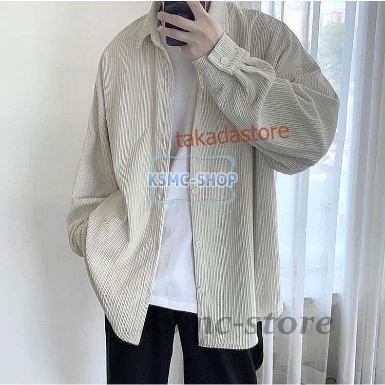 コーデュロイシャツ メンズ カジュアルシャツ コーデュロイ 長袖シャツ 無地 メンズファッション シャツ ゆったり 開襟シャツ トップス おしゃれ 春秋 