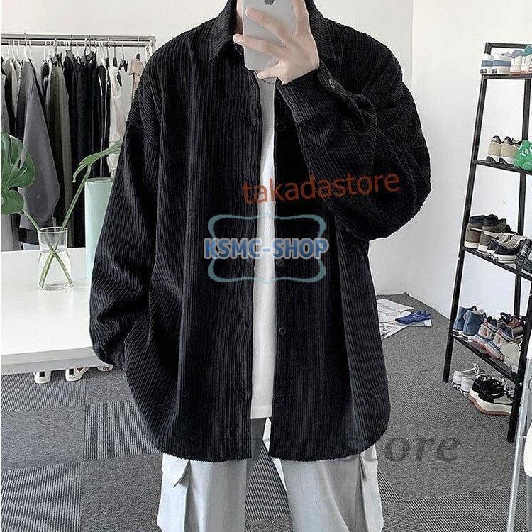 コーデュロイシャツ メンズ カジュアルシャツ コーデュロイ 長袖シャツ 無地 メンズファッション シャツ ゆったり 開襟シャツ トップス おしゃれ 春秋 