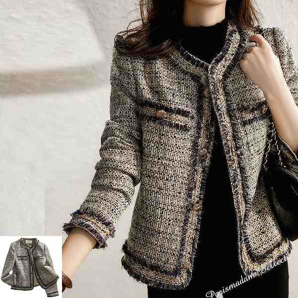 ノーカラージャケット ツイード 定番 ショートジャケット 結婚式 イベント 大きいサイズ有 卒業式 入学式 送料無料20代30代40代50代60代 