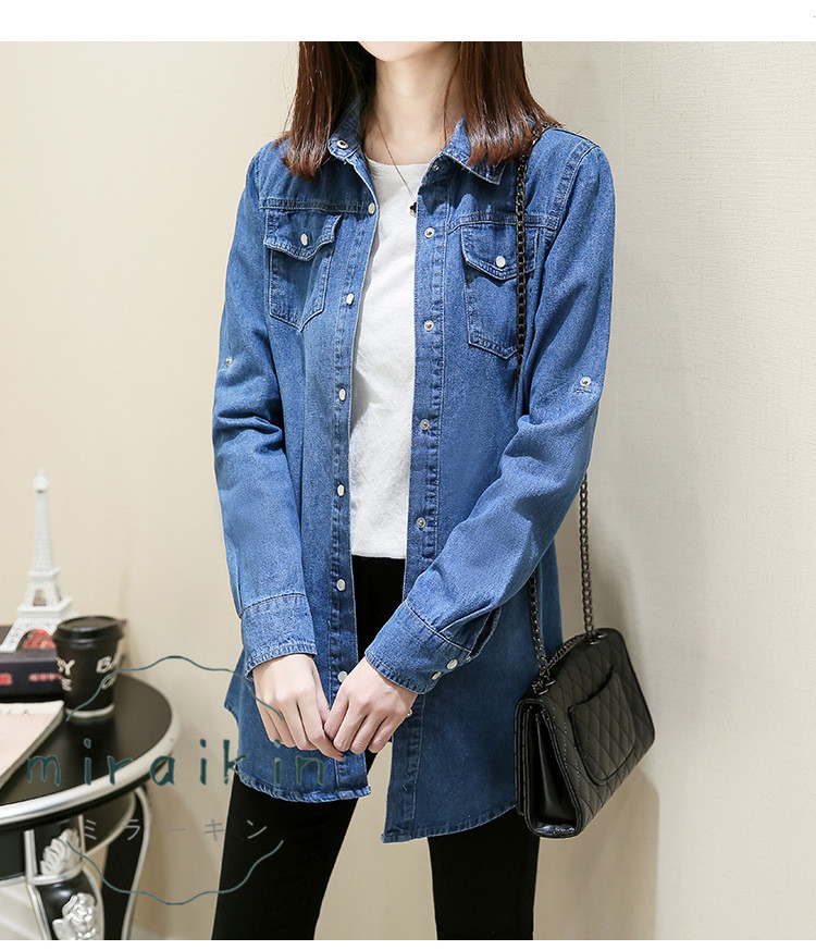 デニムシャツ 送料無料 超。 デニム レディース ヴィンテージ 韓国ファッション 大きいサイズ ジャケット ロング おしゃれ アウター 2023秋新作 長袖 無地 