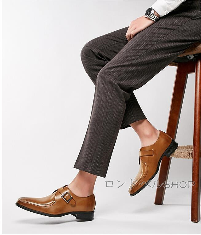 ビジネスメンズ 。 革靴 ストレートチップ 内羽根 幅広 父の日 紐なし 結婚式 身長UP スリッポン ヒール3CM プレゼント 仕事靴 紳士靴 