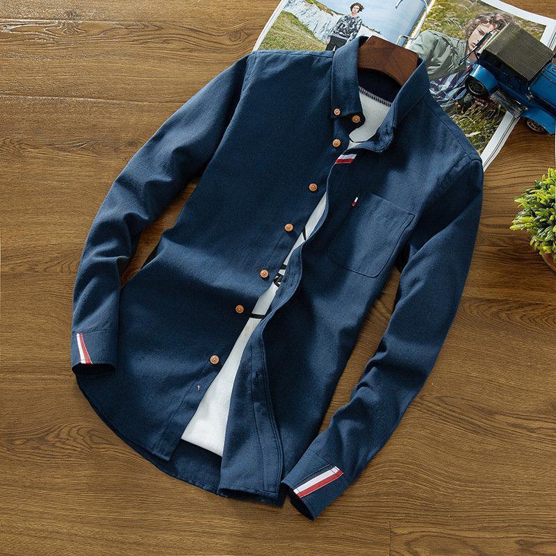 シャツ メンズ 長袖 白 スリム ボタンダウン スリム 着痩せ トップス 大きいサイズ 秋 シンプル 無地 トリコロール 切り替え 