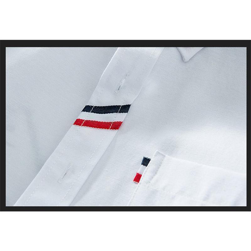 シャツ メンズ 長袖 白 スリム ボタンダウン スリム 着痩せ トップス 大きいサイズ 秋 シンプル 無地 トリコロール 切り替え 