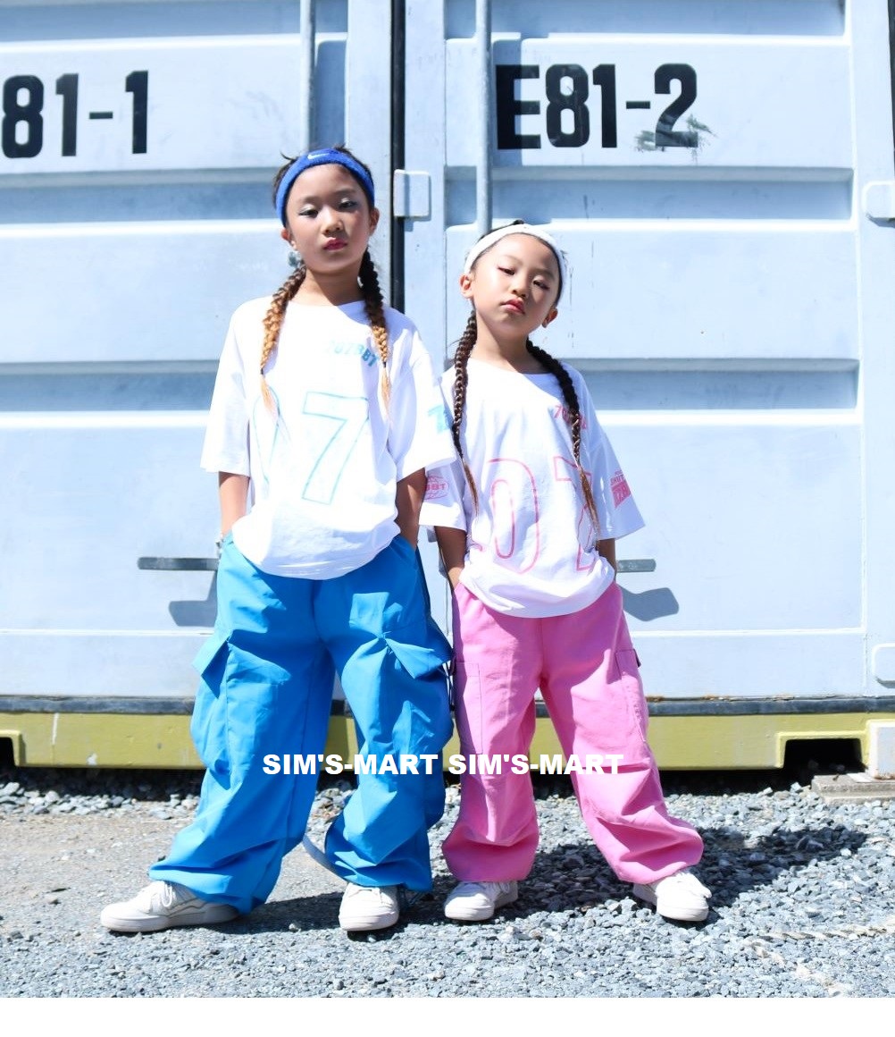 ヒップホップ 衣装 キッズダンス衣装 セットアップ 韓国 子供ダンス服 黄緑 ダンスウェア 派手 水色 レッスン着 白ピンク 