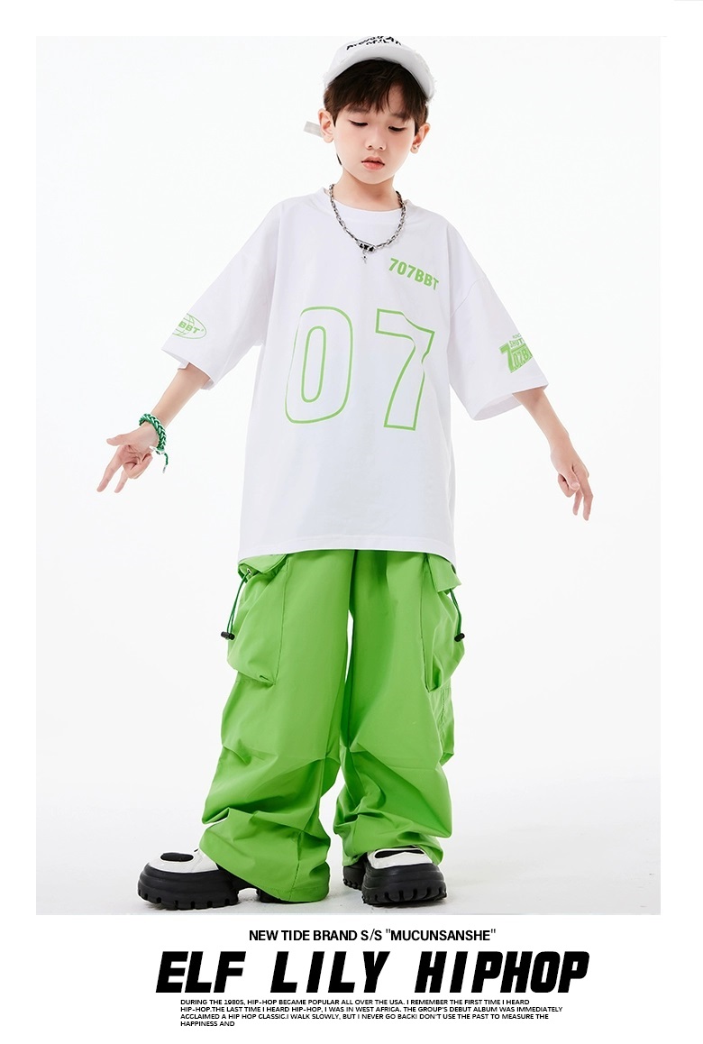ヒップホップ 衣装 キッズダンス衣装 セットアップ 韓国 子供ダンス服 黄緑 ダンスウェア 派手 水色 レッスン着 白ピンク 