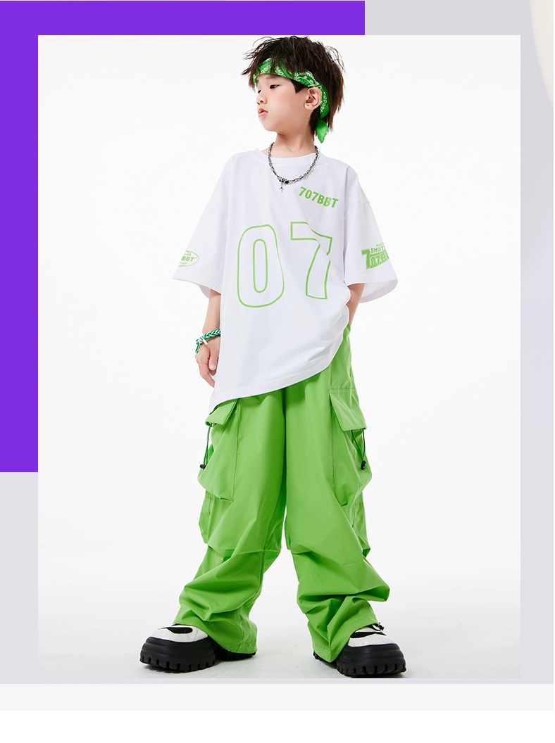 ヒップホップ 衣装 キッズダンス衣装 セットアップ 韓国 子供ダンス服 黄緑 ダンスウェア 派手 水色 レッスン着 白ピンク 