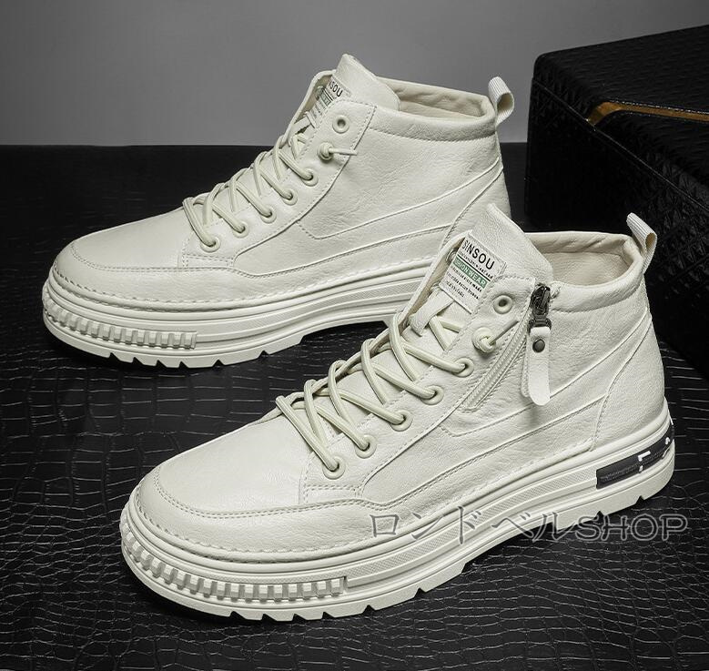 メンズ スニーカー ウォーキング 防水 防滑 厚底スニーカー サイドジッパー付き 快適 立ち仕事 履きやすい 通勤 カジュアル軽量 運動靴 通学 