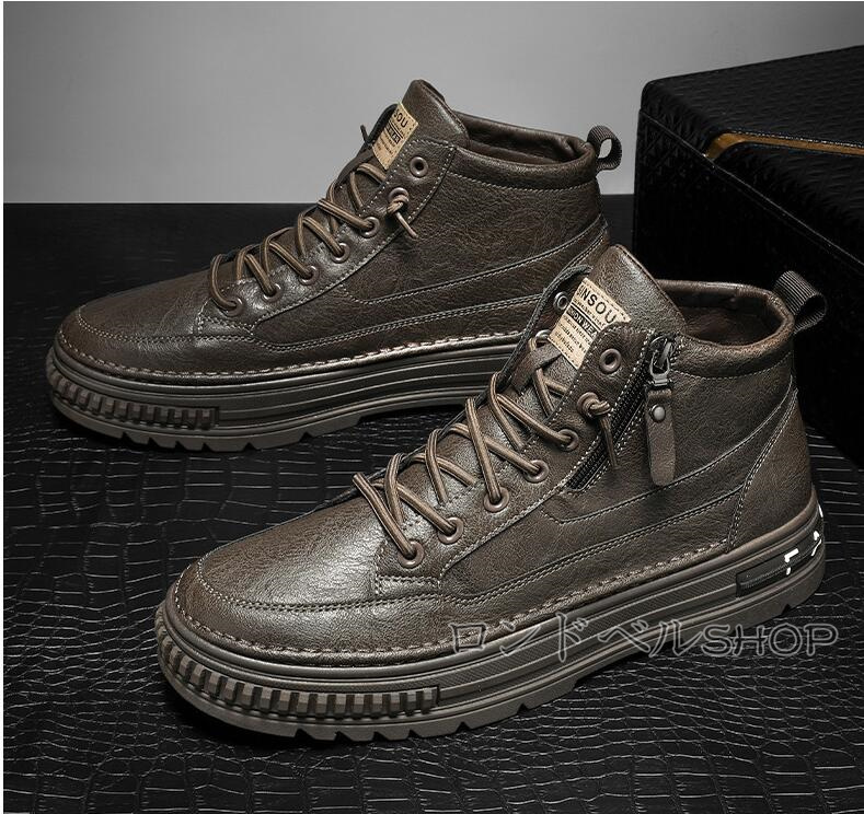 メンズ スニーカー ウォーキング 防水 防滑 厚底スニーカー サイドジッパー付き 快適 立ち仕事 履きやすい 通勤 カジュアル軽量 運動靴 通学 