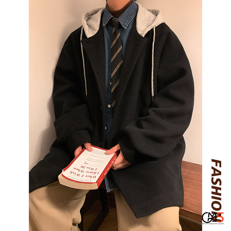 異素材 コート ジャケット Pコート メンズ レディース ジャケット 通勤 アウター 新作 秋服 ニットフード付き 通学 冬服 